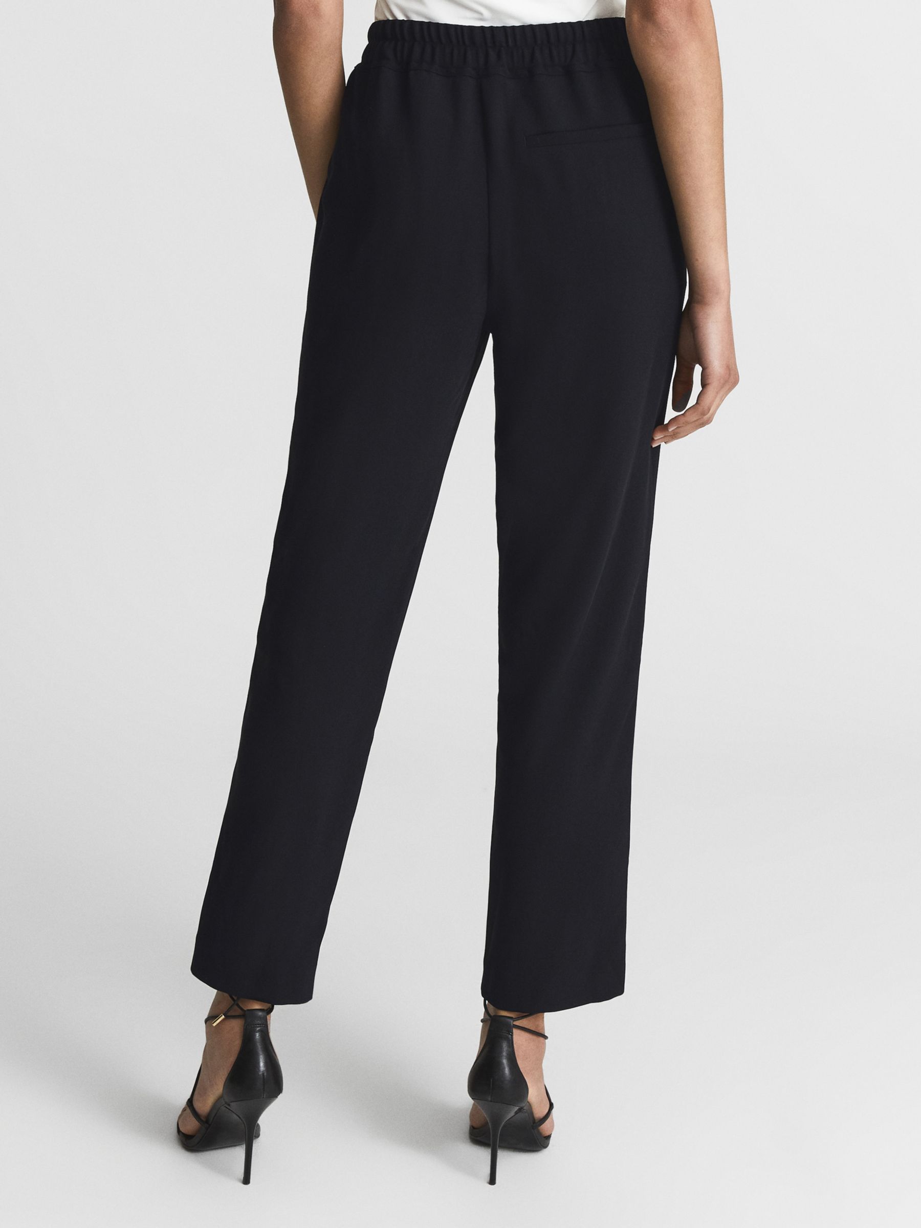 Reiss Hailey Cropped Trousers, Jet Black at John Lewis & Partners