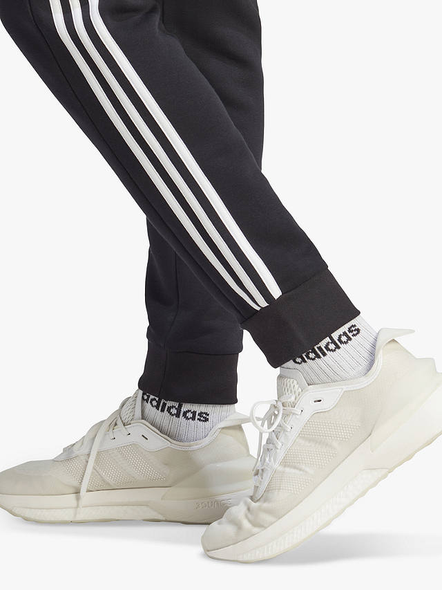 adidas Essentials 3-Stripes Fleece Tapered Cuff Jogger, Black/White
