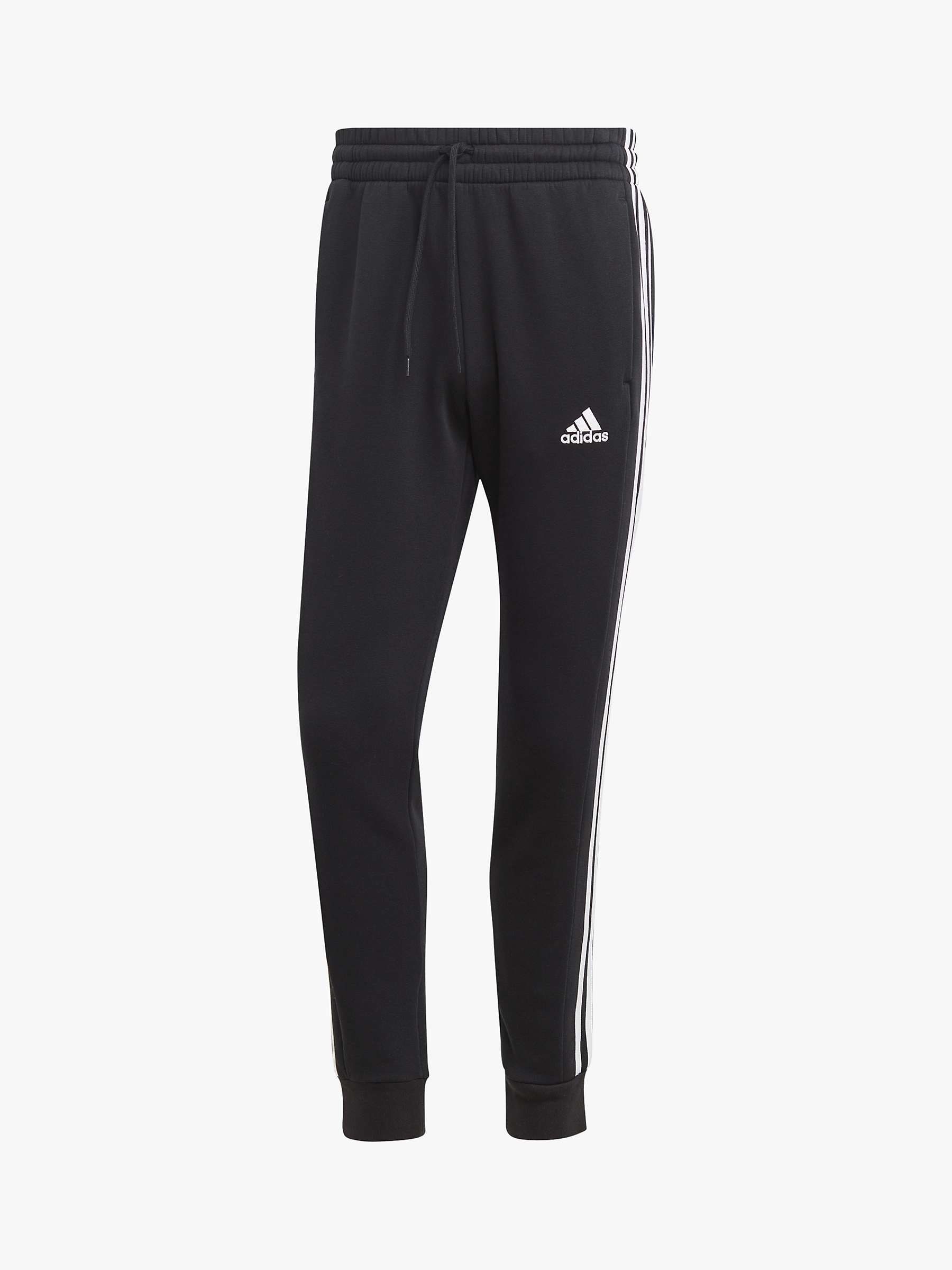 Buy adidas Essentials 3-Stripes Fleece Tapered Cuff Jogger, Black/White Online at johnlewis.com