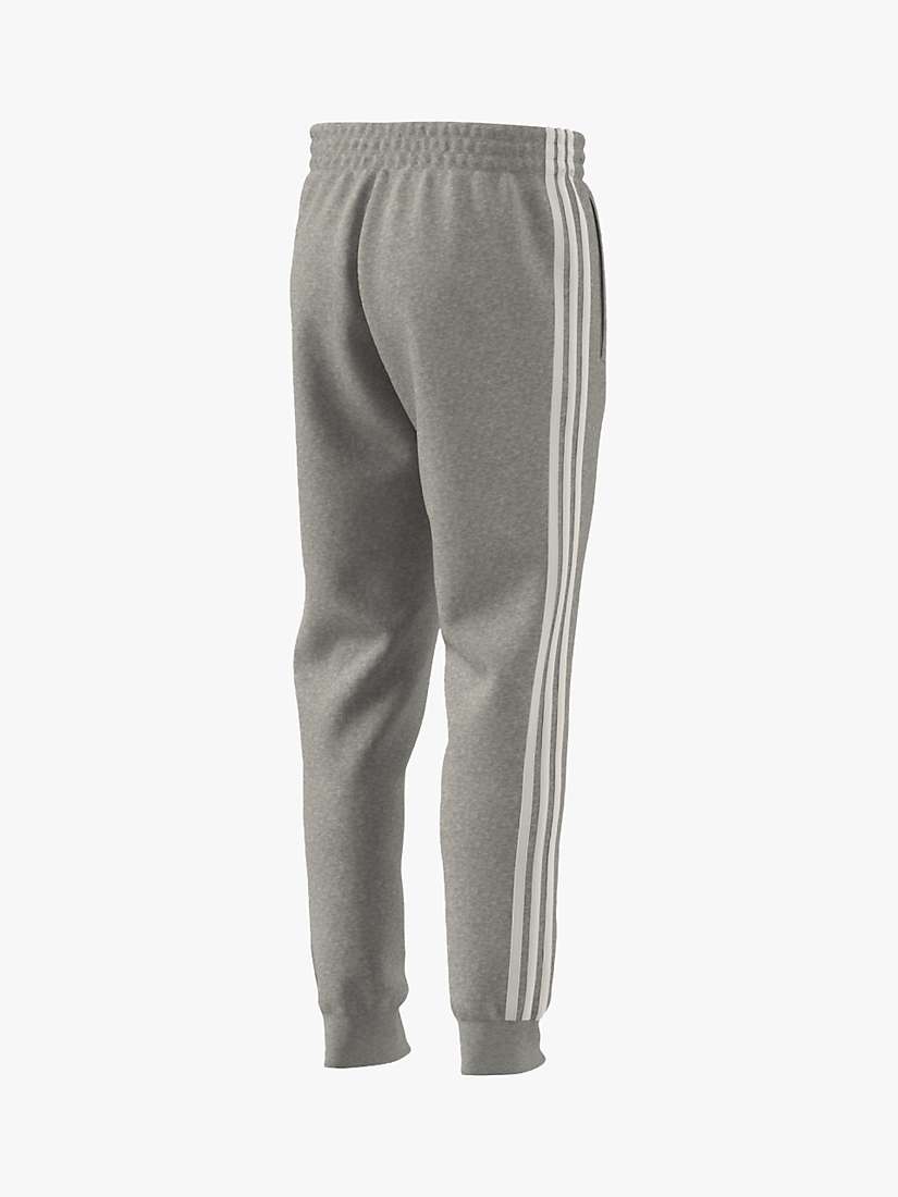 Buy adidas Essentials Fleece 3 Stripes Tapered Cuff Joggers, Grey Heather Online at johnlewis.com