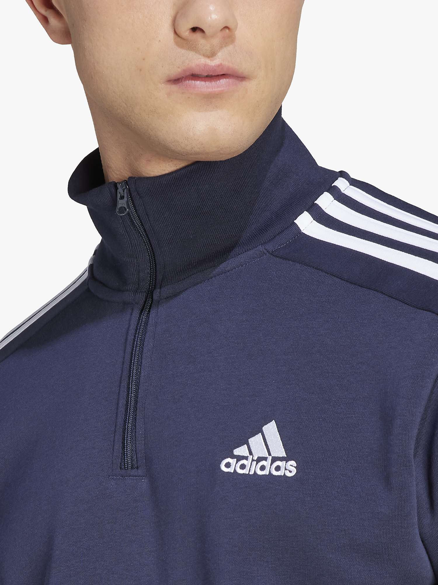 Buy adidas 3-Stripes Fleece 1/4 Zip Sweatshirt, Legend Ink/White Online at johnlewis.com
