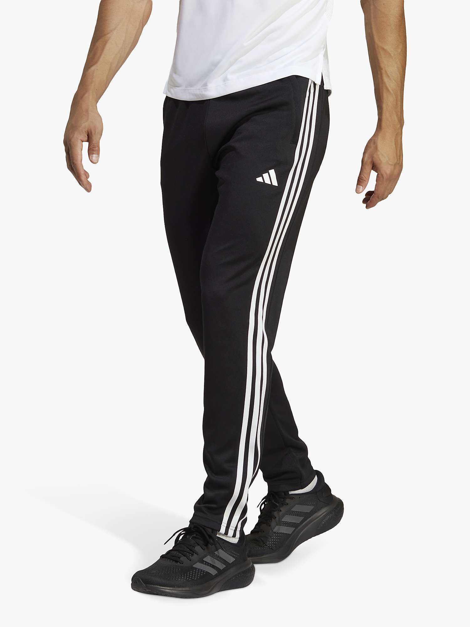 Buy adidas Train Essentials 3-Stripes Training Joggers, Black/White Online at johnlewis.com