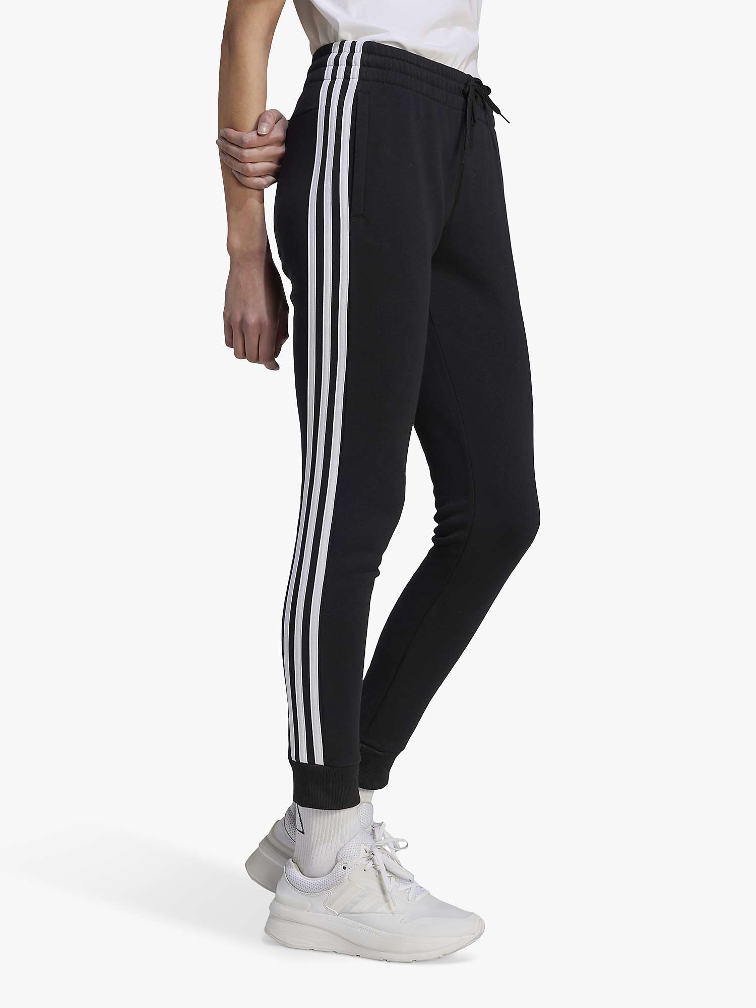 Buy adidas 3-Stripes Fleece Joggers, Black/White Online at johnlewis.com