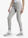 adidas Essentials 3 Stripes French Terry Joggers, Grey Heather/White