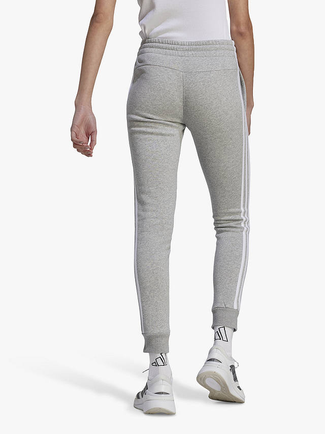 adidas Essentials 3 Stripes French Terry Joggers, Grey Heather/White