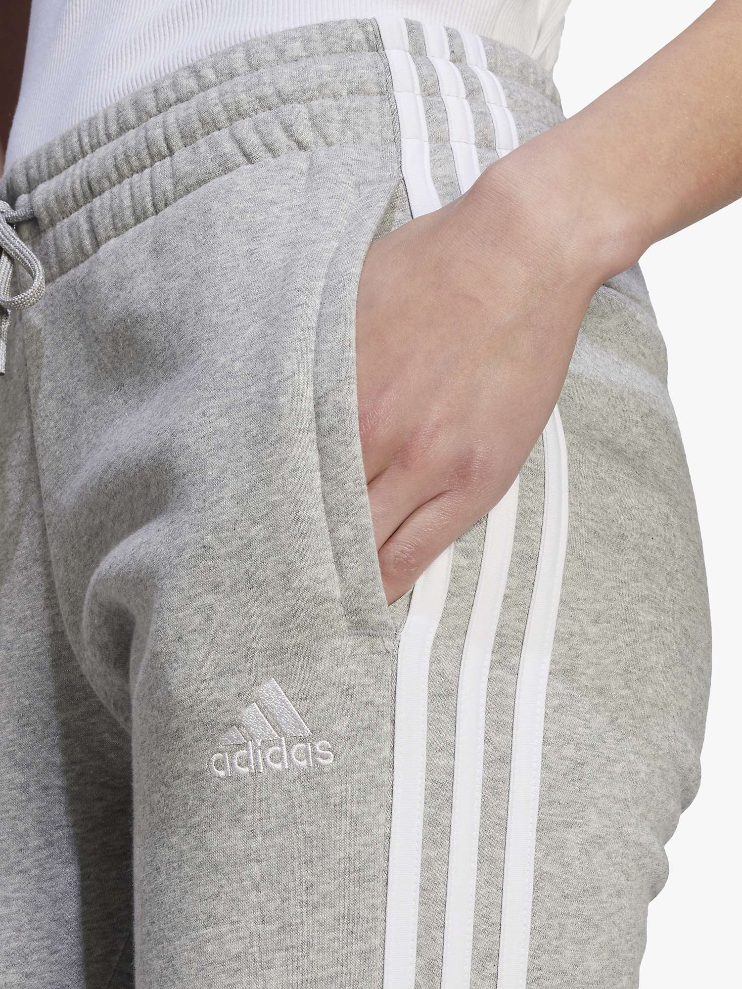 Buy adidas Essentials 3 Stripes French Terry Joggers, Grey Heather/White Online at johnlewis.com