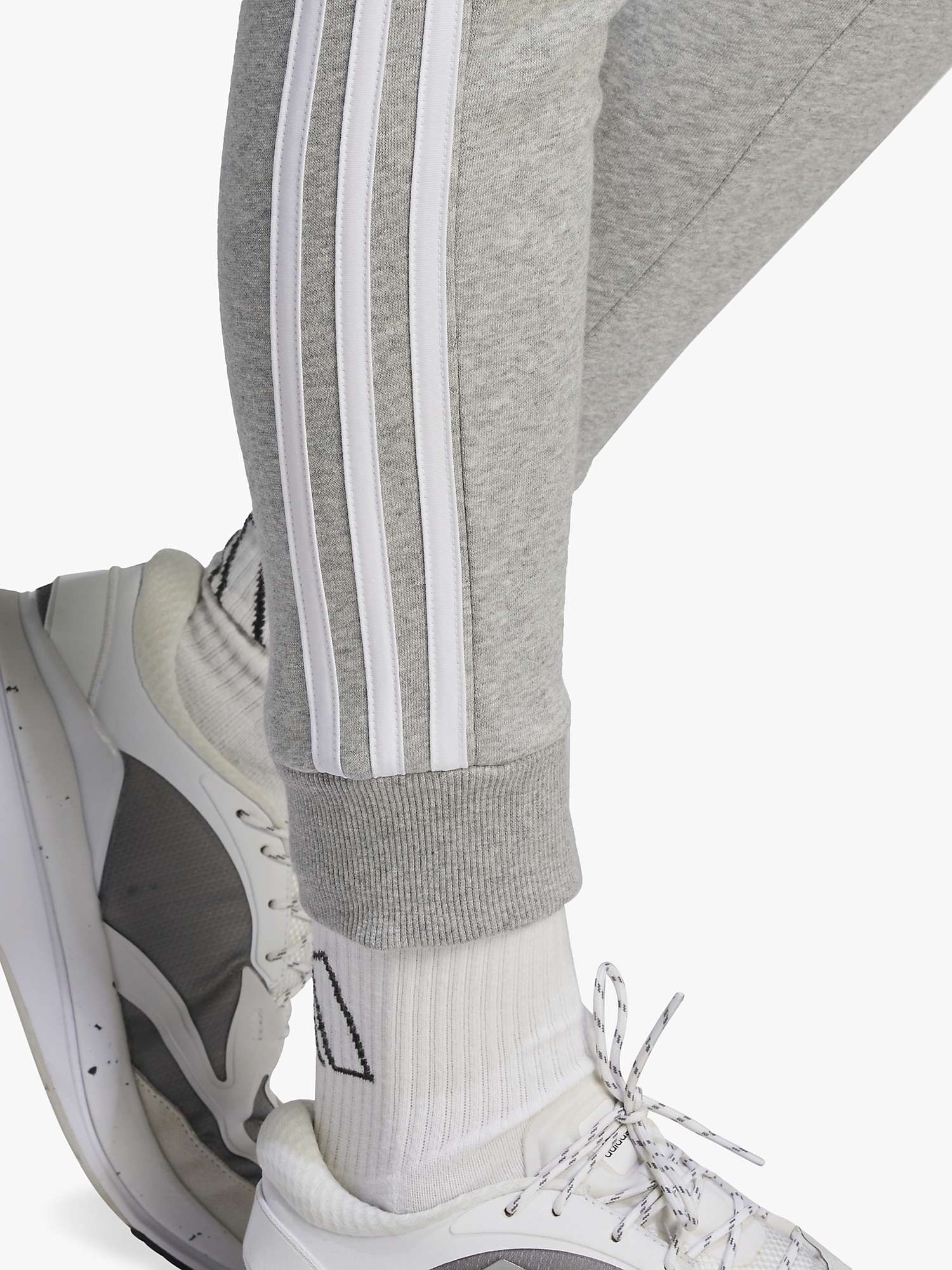 Buy adidas Essentials 3 Stripes French Terry Joggers, Grey Heather/White Online at johnlewis.com