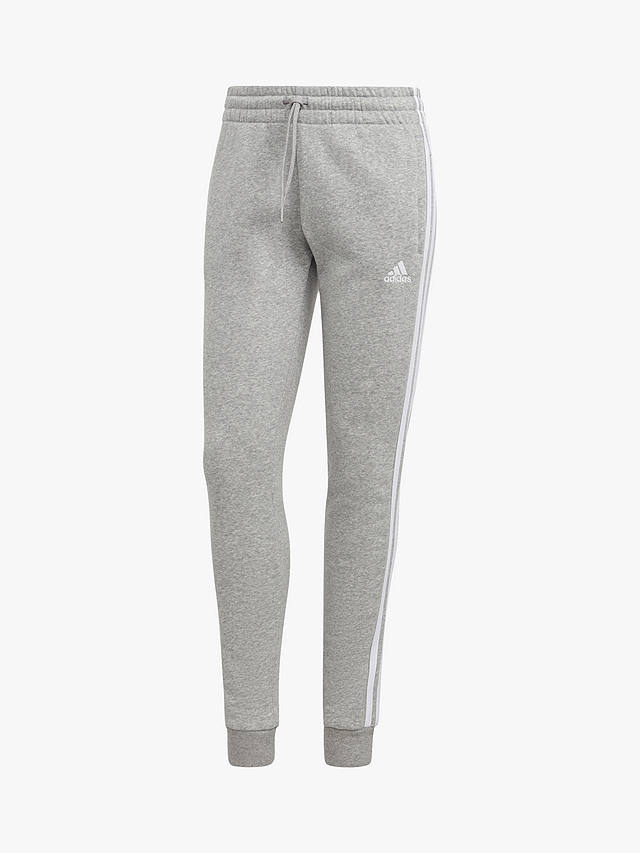 adidas Essentials 3 Stripes French Terry Joggers, Grey Heather/White