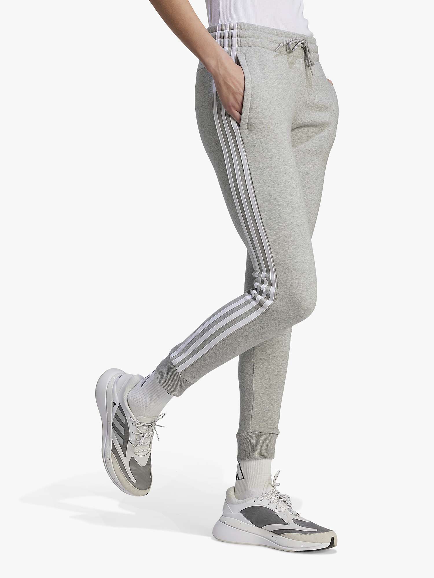 Buy adidas Essentials 3 Stripes French Terry Joggers, Grey Heather/White Online at johnlewis.com