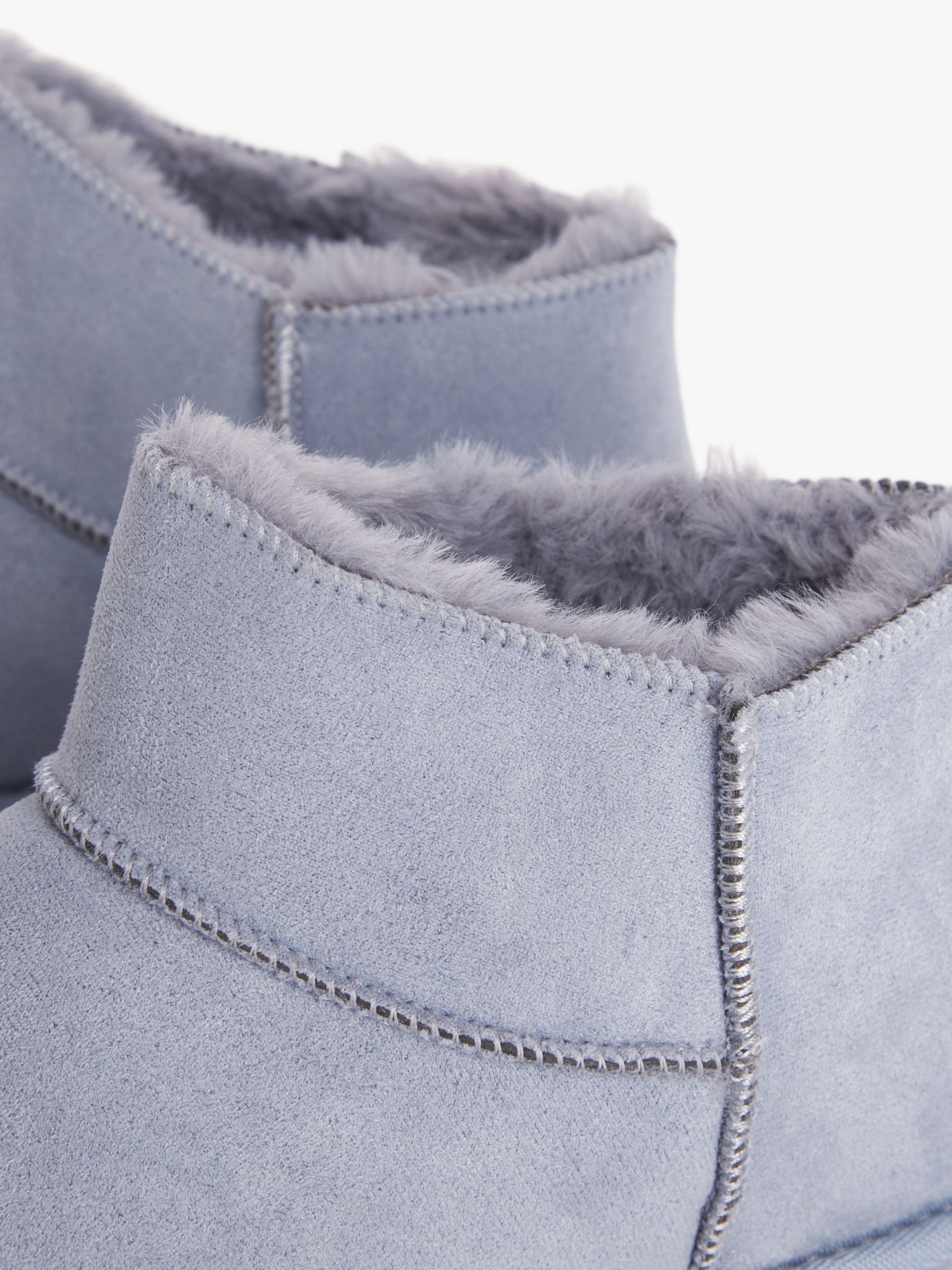 John Lewis ANYDAY Microsuede Faux Fur Cropped Slipper Boots, Grey, M