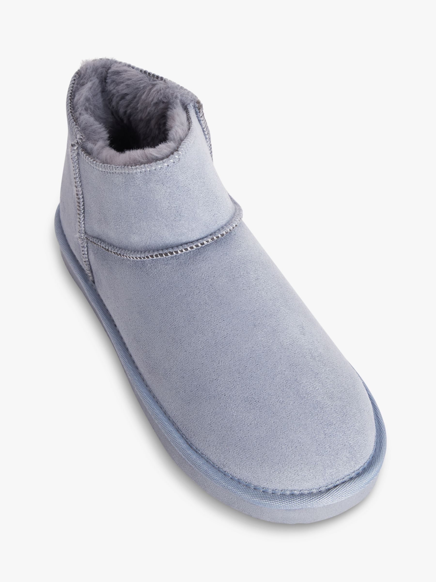 John Lewis ANYDAY Microsuede Faux Fur Cropped Slipper Boots, Grey, M