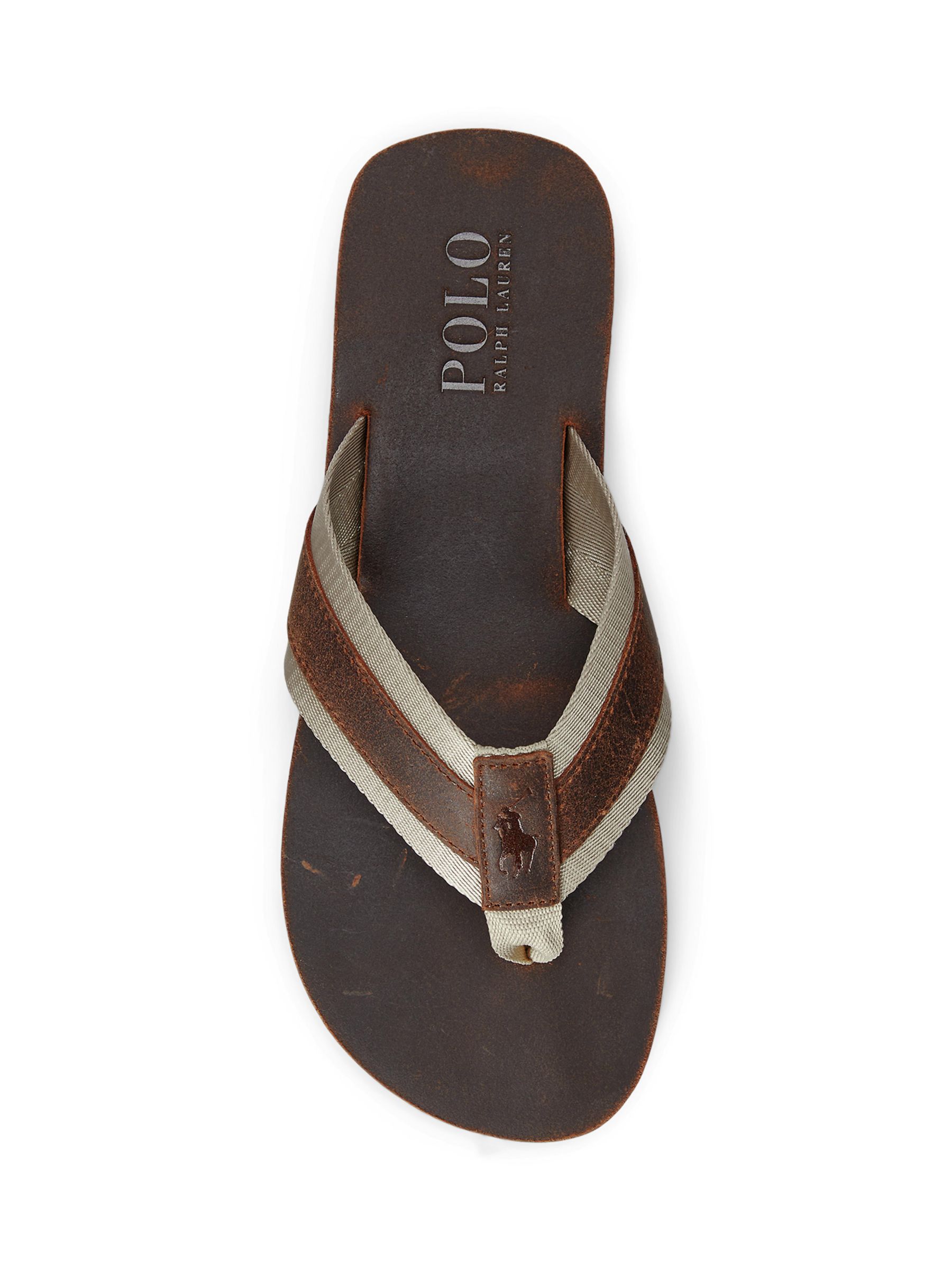 Polo Ralph Lauren Suede Leather Flip Flops, Brown, 7