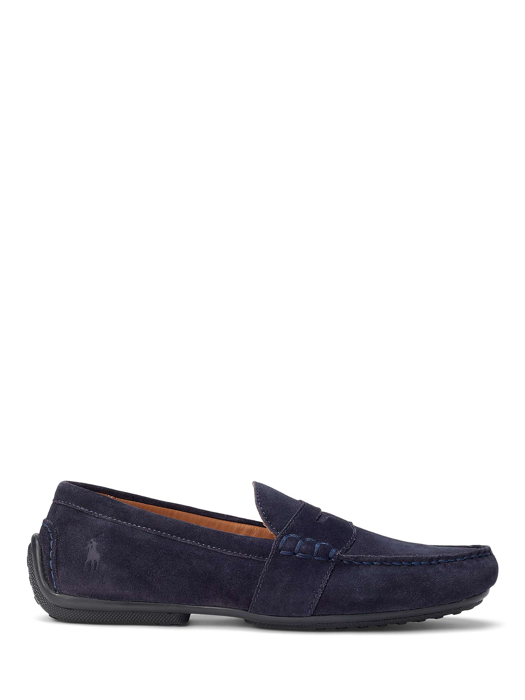 Ralph Lauren Reynold Suede Moccasin Loafers, Navy at John Lewis & Partners