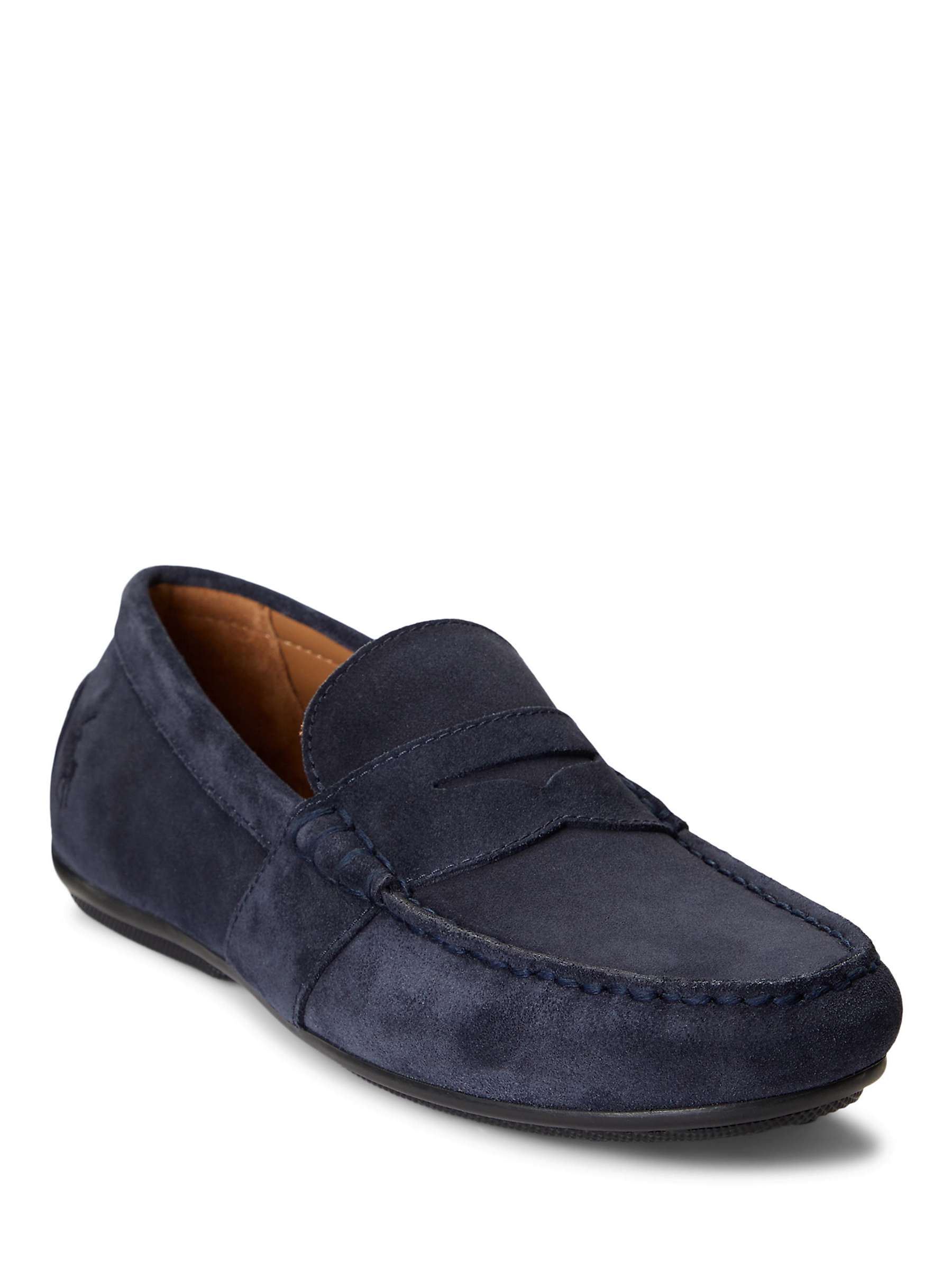 Ralph Lauren Reynold Suede Moccasin Loafers, Navy at John Lewis & Partners