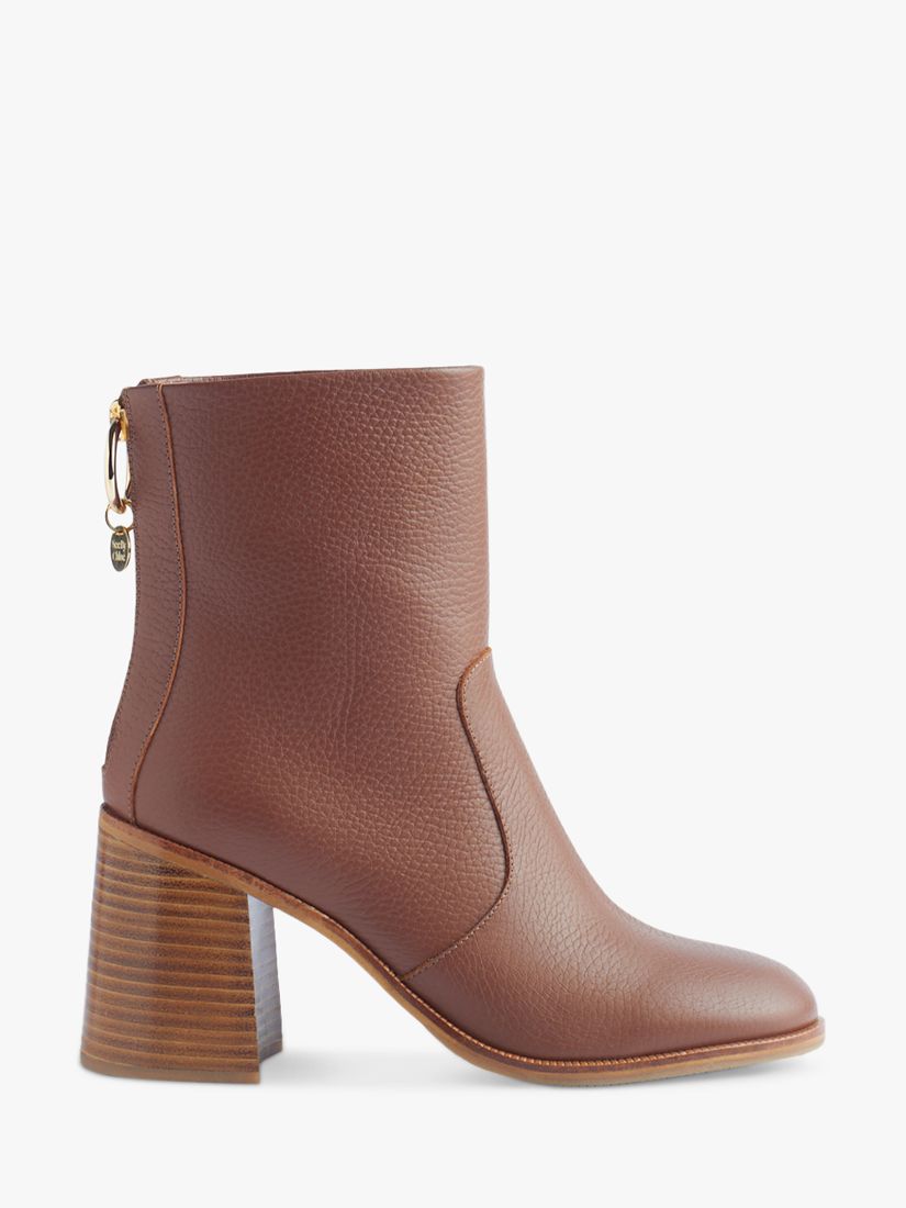 See By Chloé Aryel Stacked Heels Ankle Boots, Rust/Copper, 5
