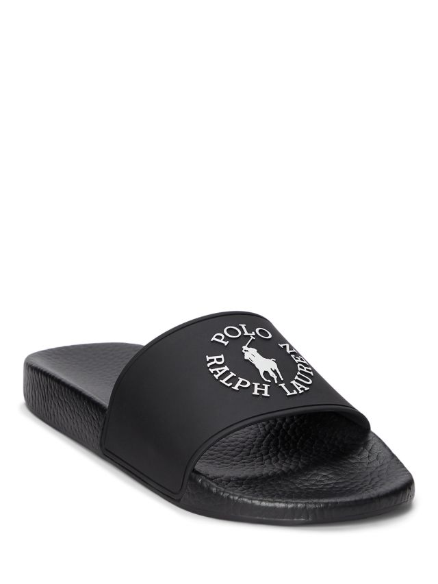 Polo Ralph Lauren Leather Slider Sandals, Black, 7