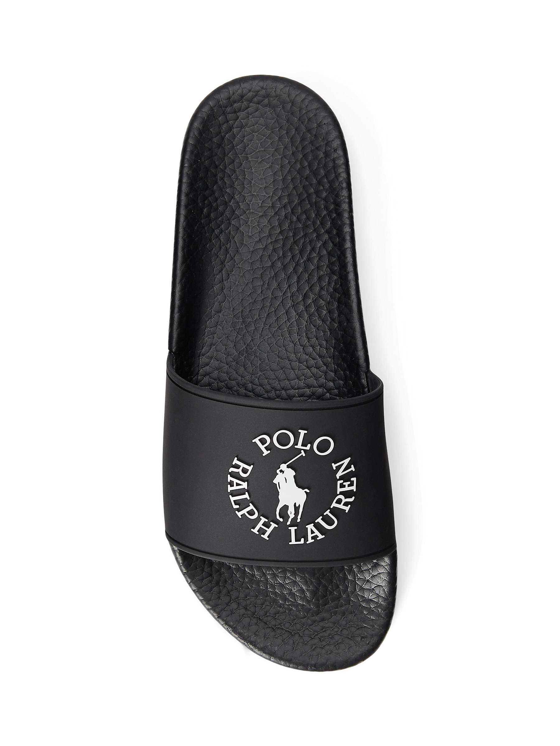 Polo Ralph Lauren Leather Slider Sandals, Black at John Lewis & Partners
