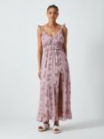 PAIGE Pacifica Floral Print Silk Midi Dress, Sunrise Pink/Multi