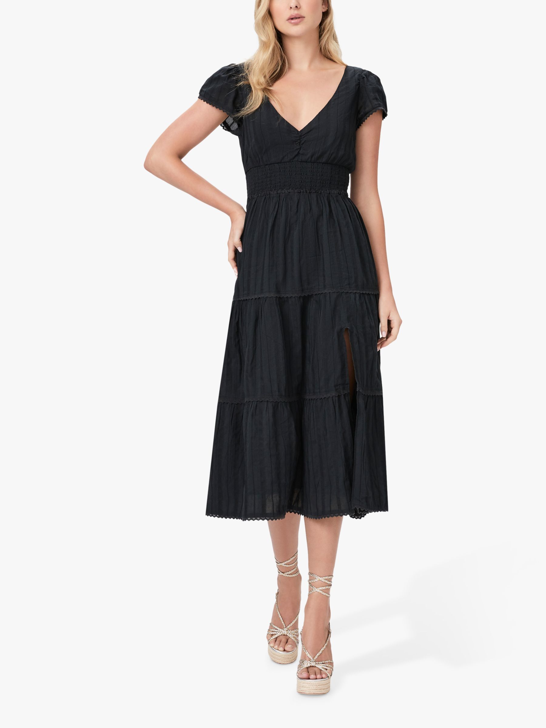 PAIGE Soledad Tiered Dress, Black at John Lewis & Partners