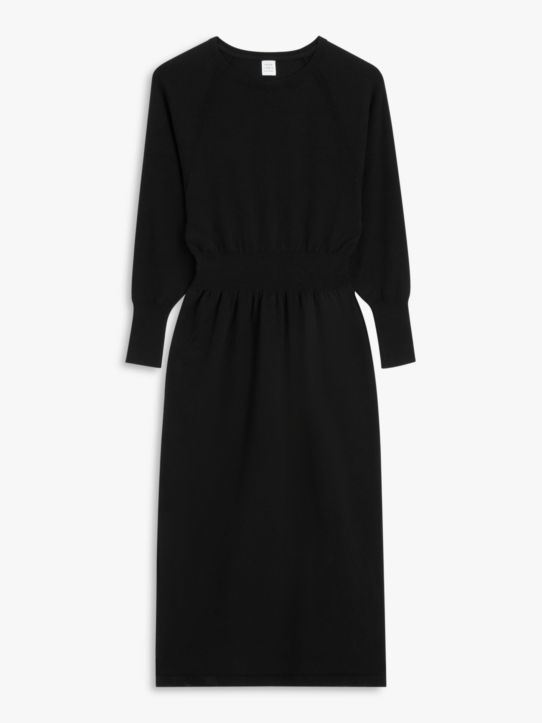 John Lewis Knitted Midi Dress, Black