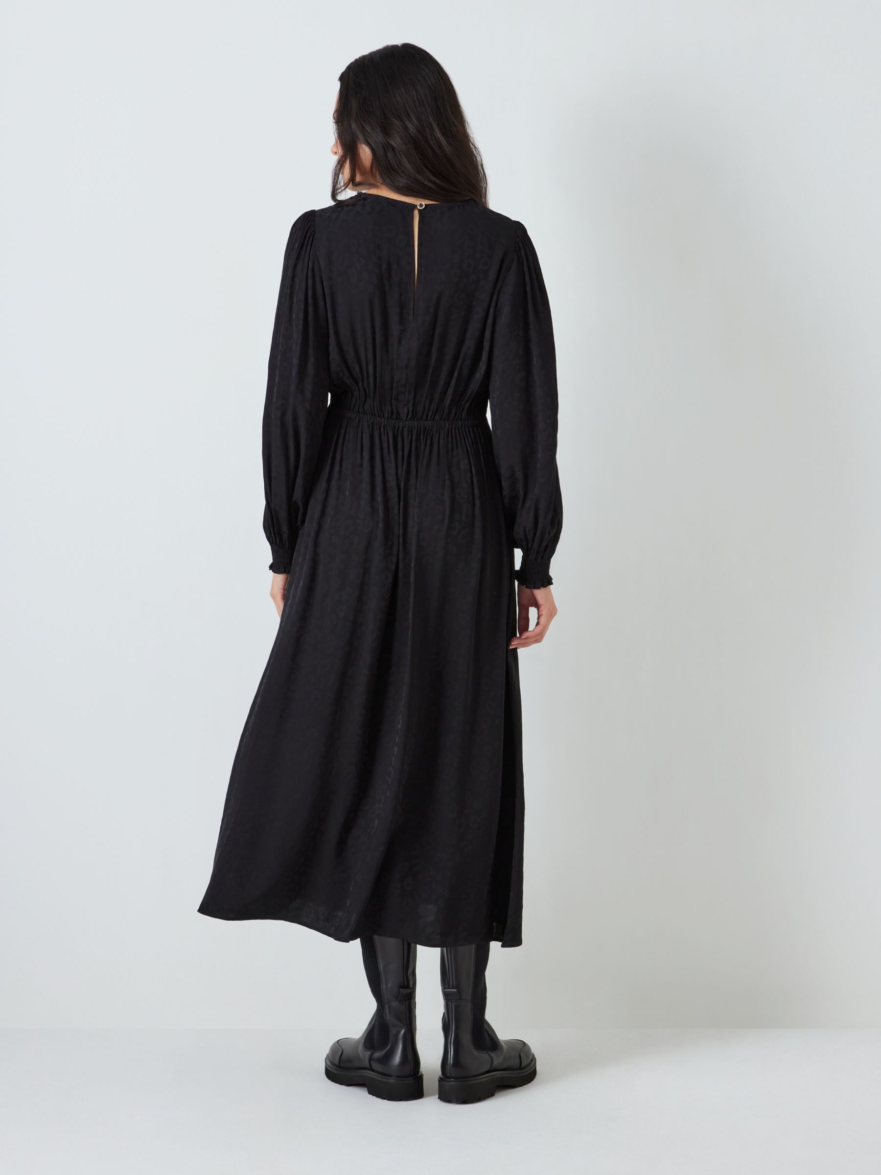 John Lewis ANYDAY Jacquard Animal Print Midi Dress, Black at John Lewis ...