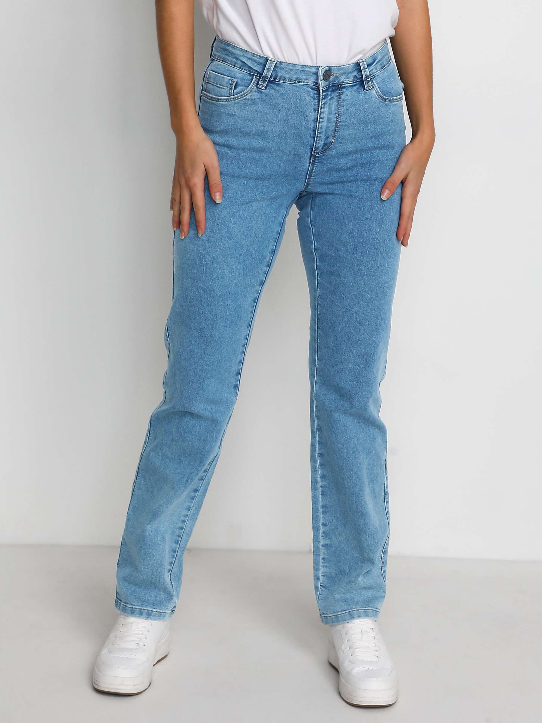 Buy KAFFE Vicky Straight Leg Jeans, Blue Washed Denim Online at johnlewis.com