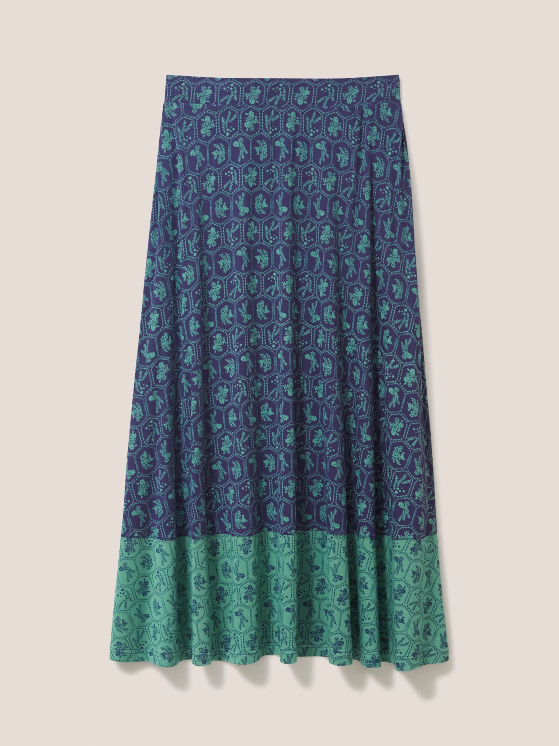 White Stuff Jersey Maxi Skirt, Teal/Multi, 6