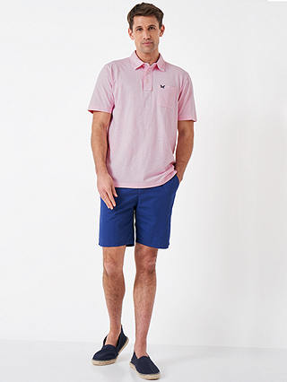 Crew Clothing Organic Cotton Short Sleeve Polo Top, Pastel Pink at John ...