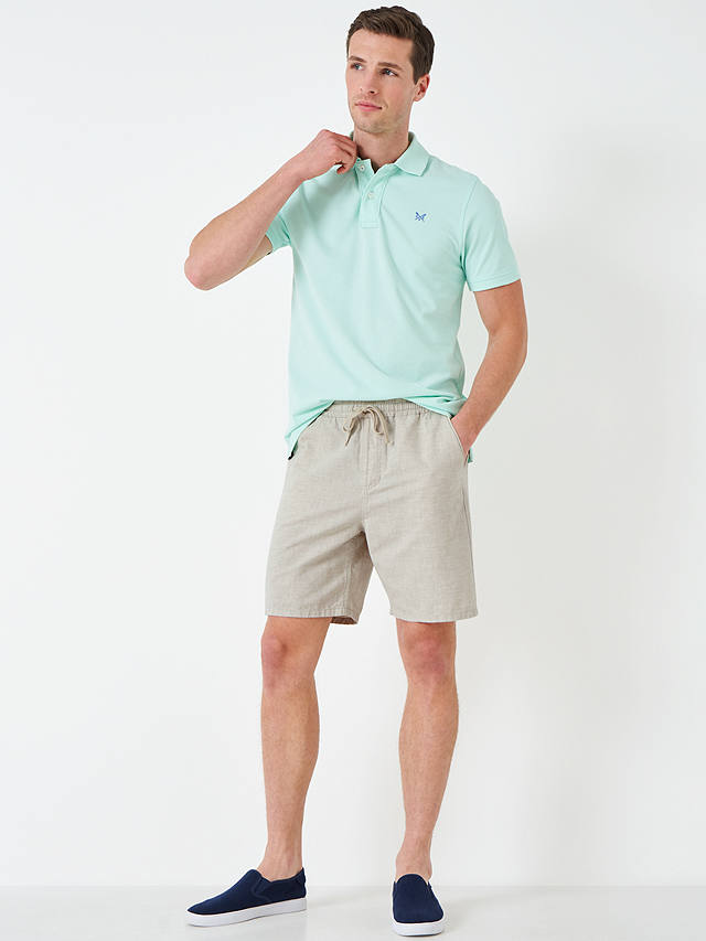 Crew Clothing Linen Blend Deck Shorts, Natural at John Lewis & Partners