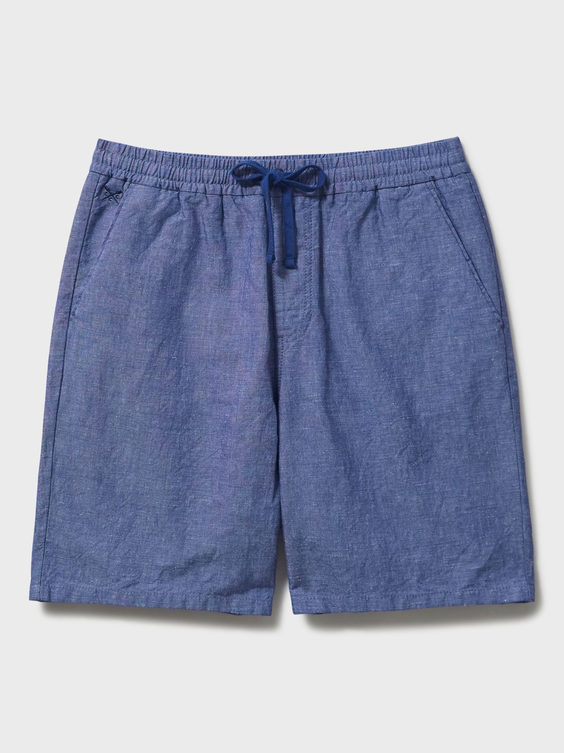 Crew Clothing Linen Blend Deck Shorts, Navy Blue at John Lewis & Partners