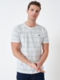 Crew Clothing Oxford Slub Stripe Cotton T-Shirt, White/Blue
