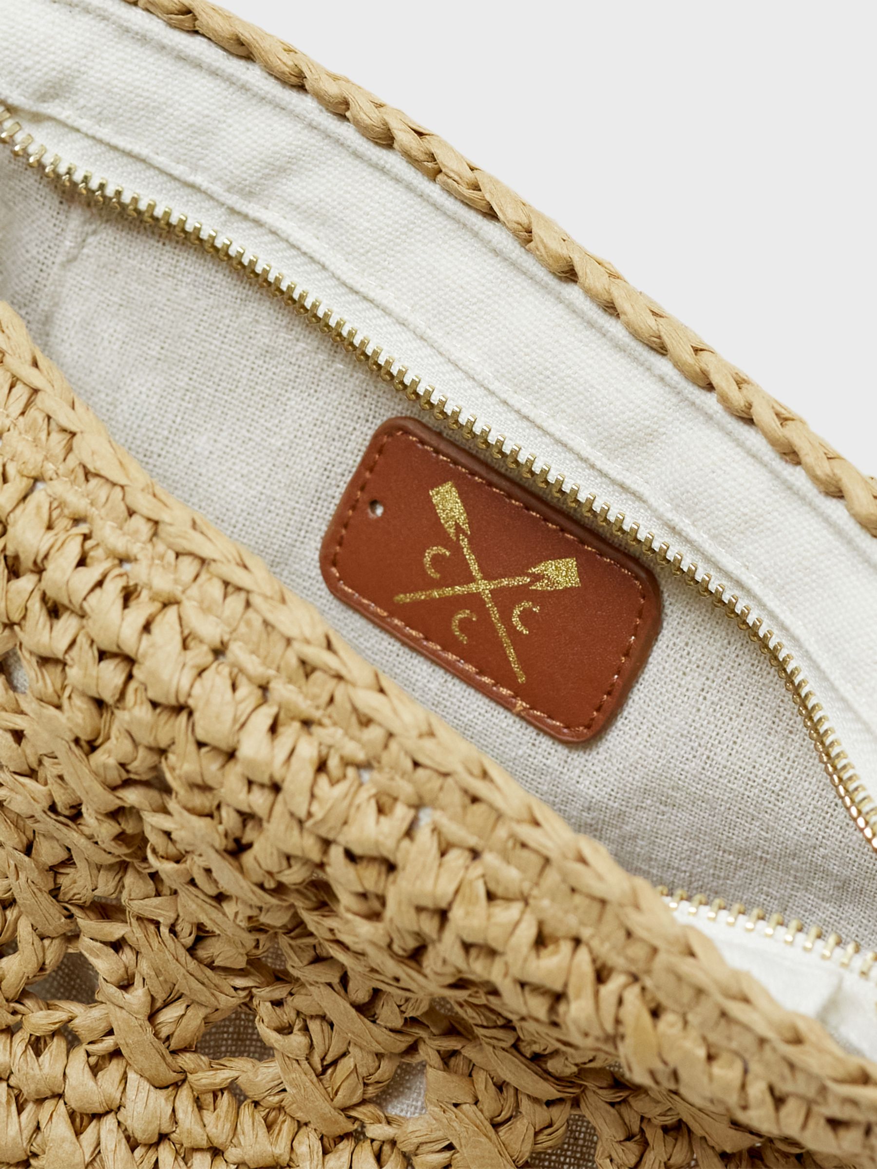 Crew Clothing Woven Straw Cross Body Bag, Beige at John Lewis & Partners