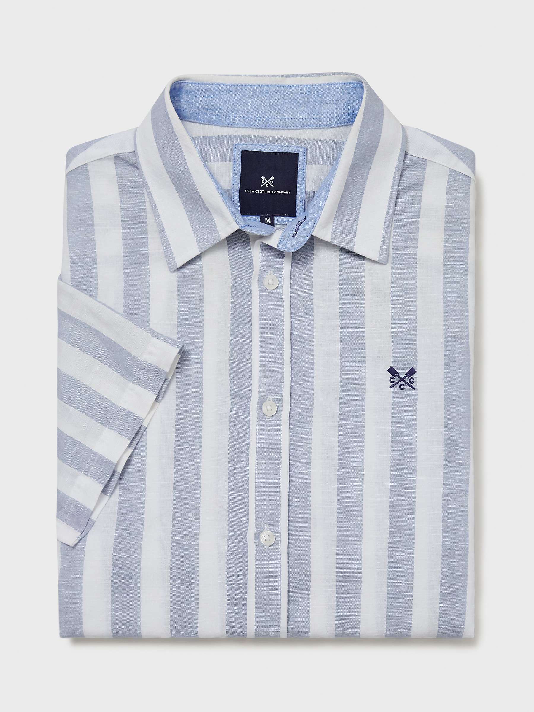 Buy Crew Clothing Class Striped Linen Blend Shirt, White/Blue Online at johnlewis.com