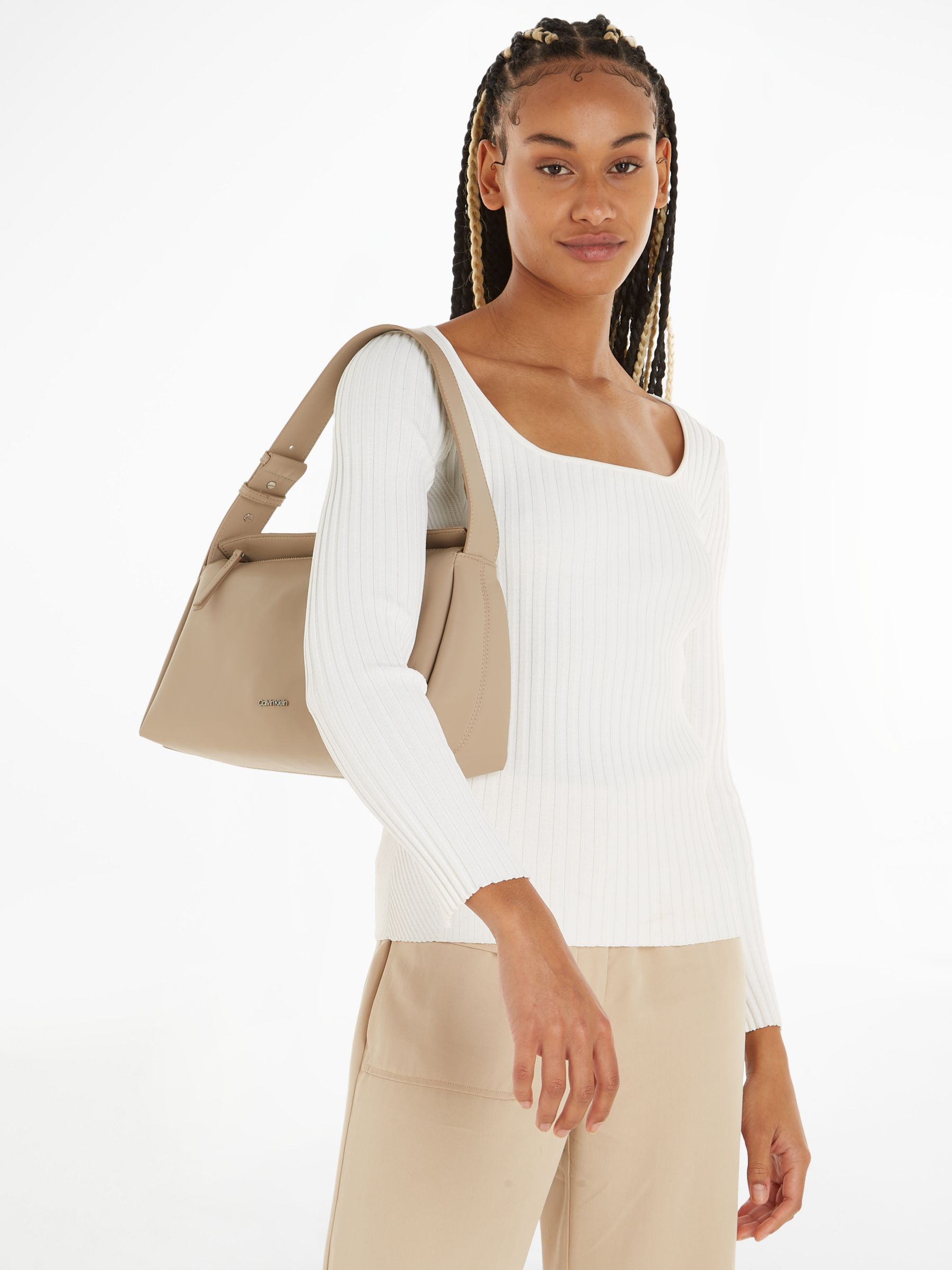 Calvin Klein Elevated Soft Shoulder Bag Sm Silver Mink