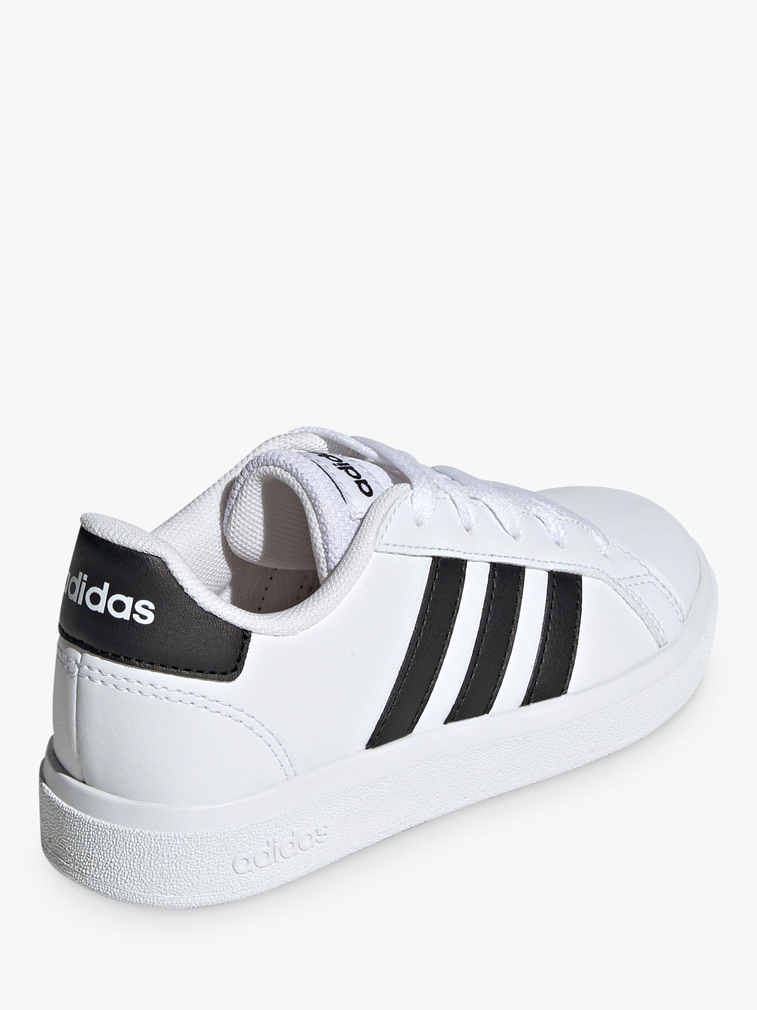 adidas Kids' Grand Court 2.0 Trainers, White/Black at John Lewis & Partners
