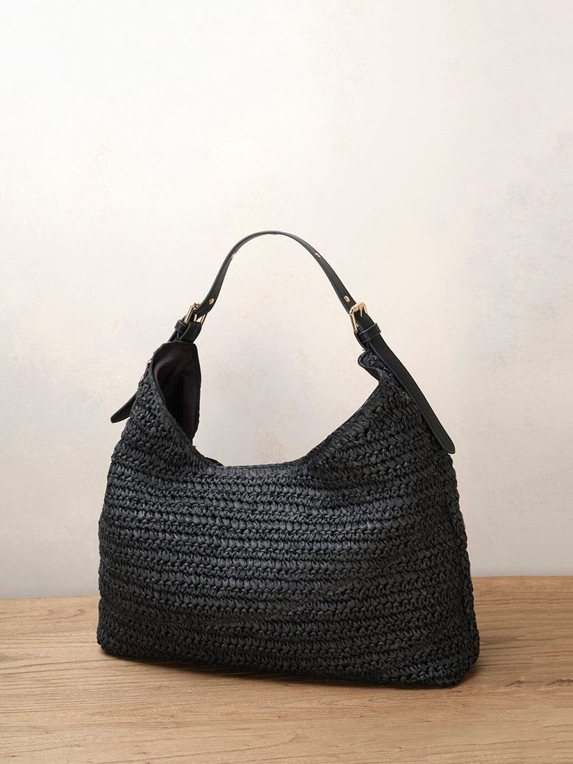 Mint Velvet Kirstin Plaited Handbag, Black