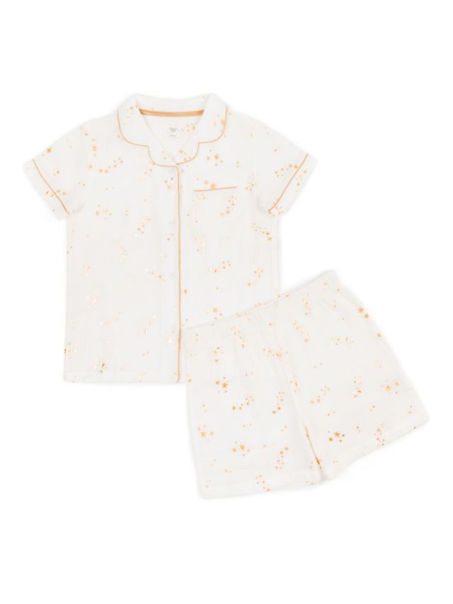 Chelsea Peers Kids' Cotton Foil Moon & Star Print Revere Collar Button ...