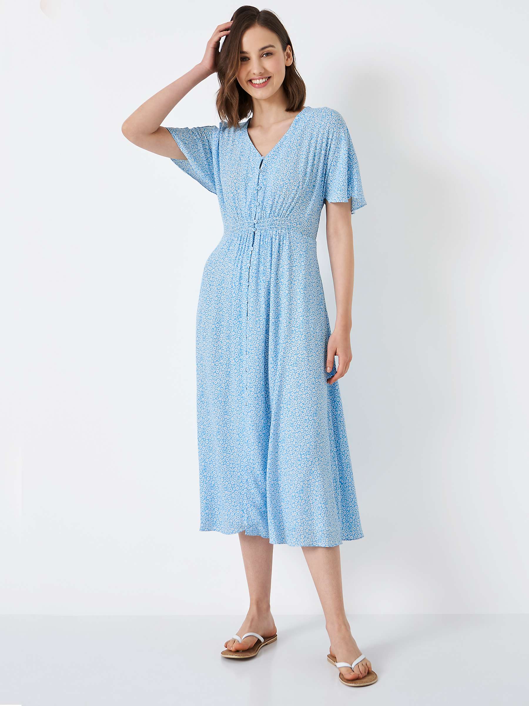 Buy Crew Clothing Eden Floral Midi Dress, Multi Blue Online at johnlewis.com