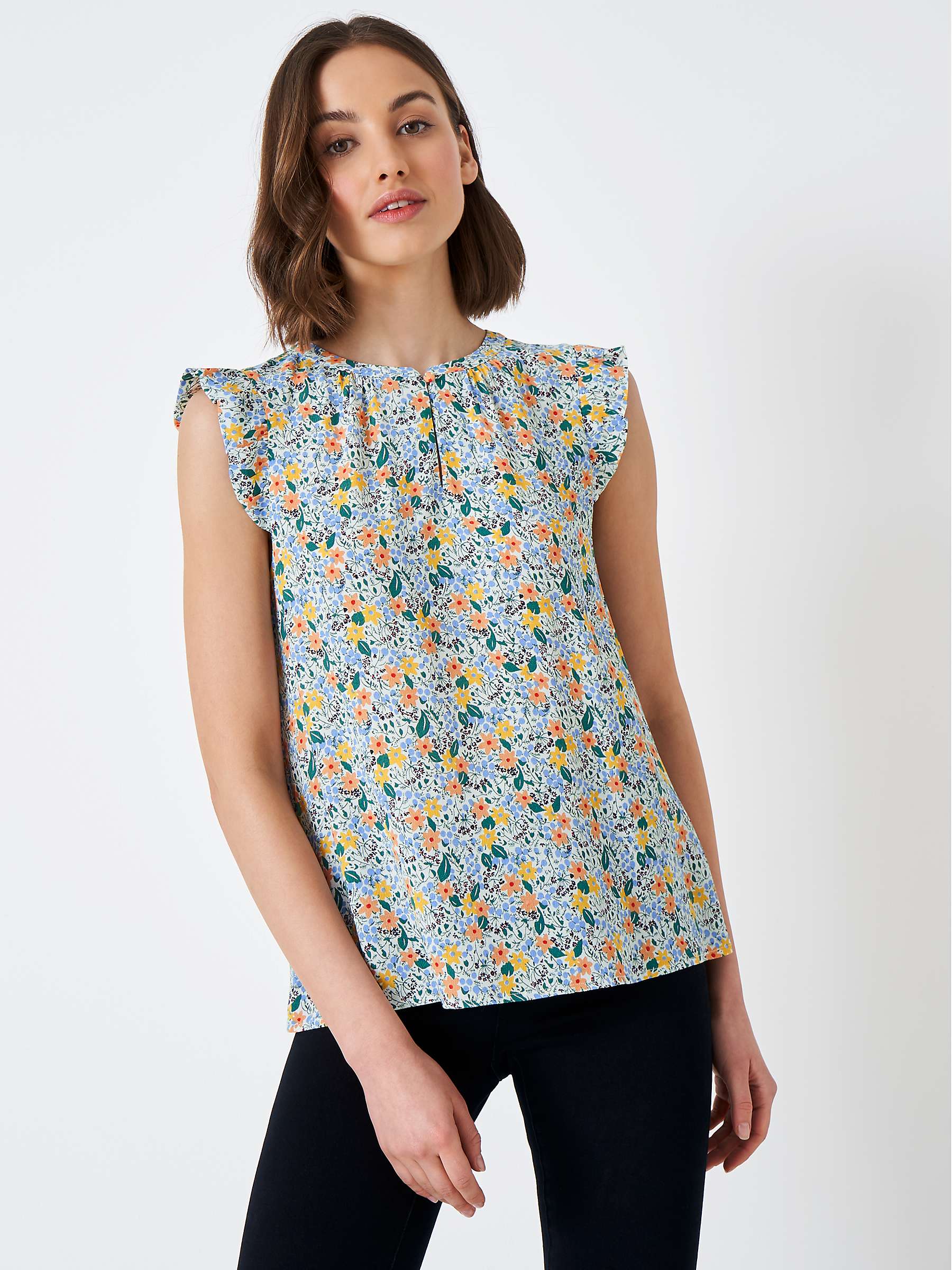 Buy Crew Clothing Ophelia Floral Ruffle Sleeve Blouse Online at johnlewis.com