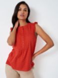 Crew Clothing Linda Frill Top, Red