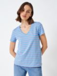 Crew Clothing Breton Stripe V-Neck T-Shirt, Pale Blue