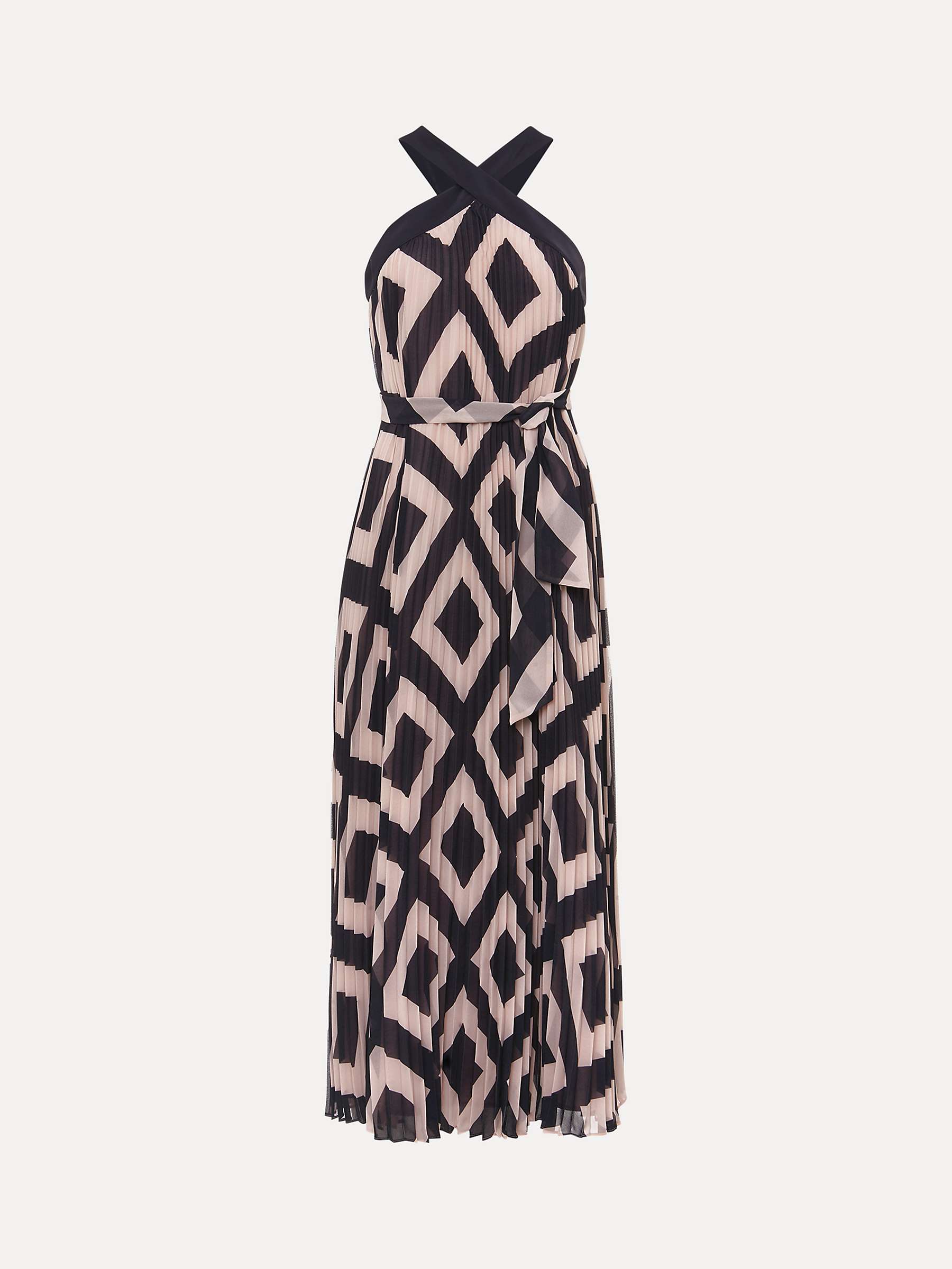 Buy Phase Eight Hestia Diamond Print Trapeze Pleated Maxi Dress, Navy/Pink Online at johnlewis.com