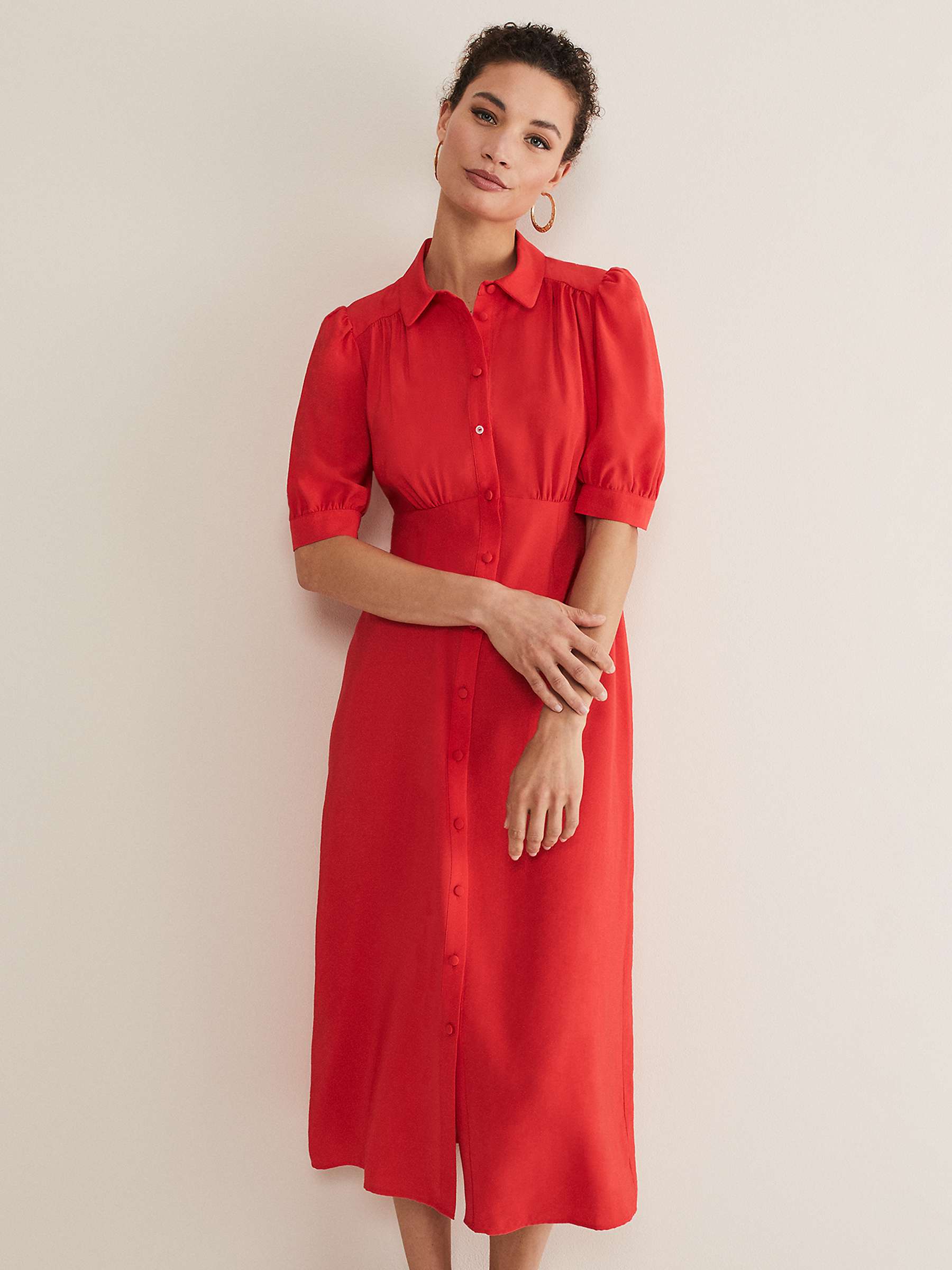 Buy Phase Eight Cosette Shirt Midi Dress, Red Online at johnlewis.com