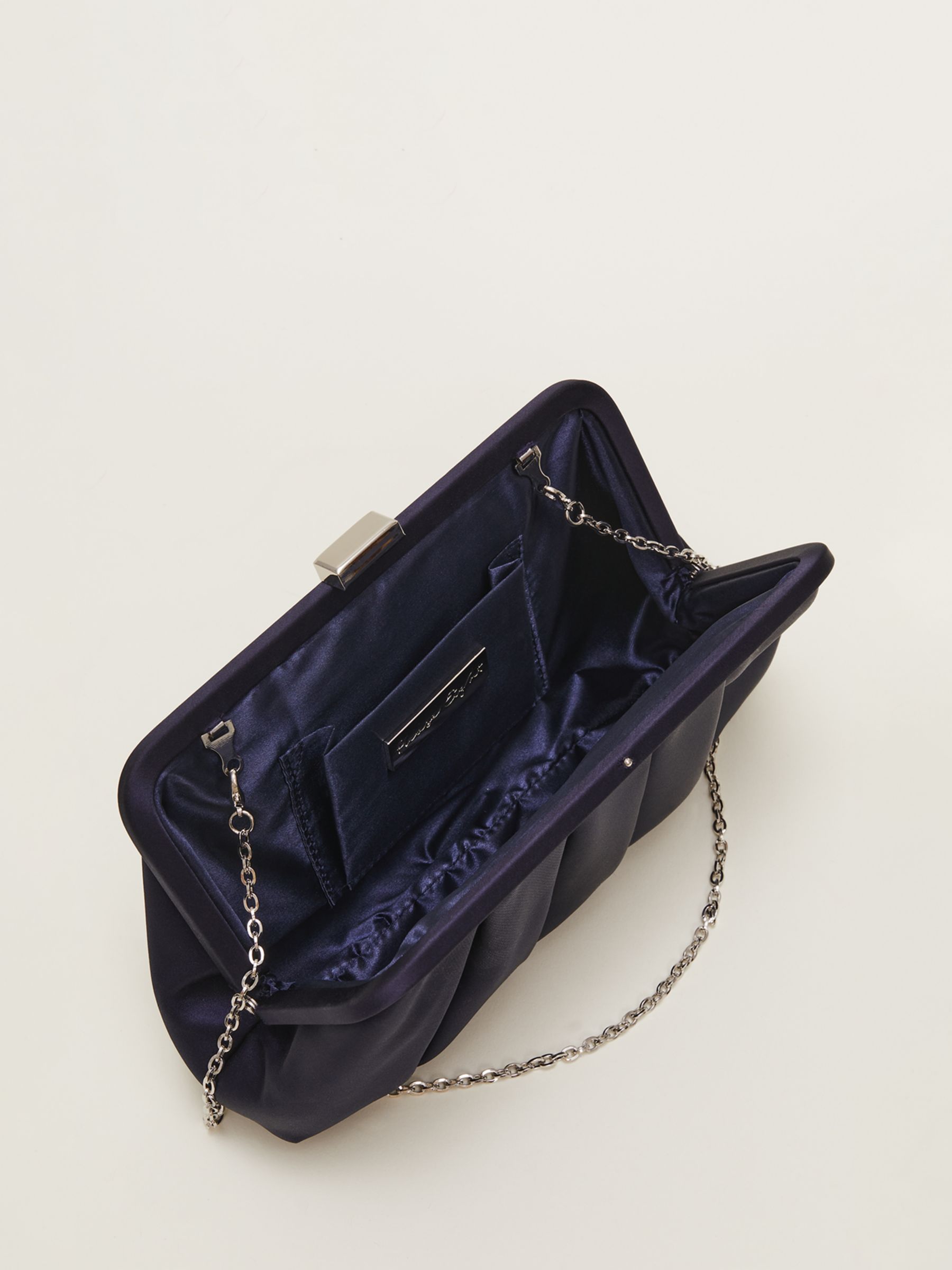 Navy satin cheap clutch bag