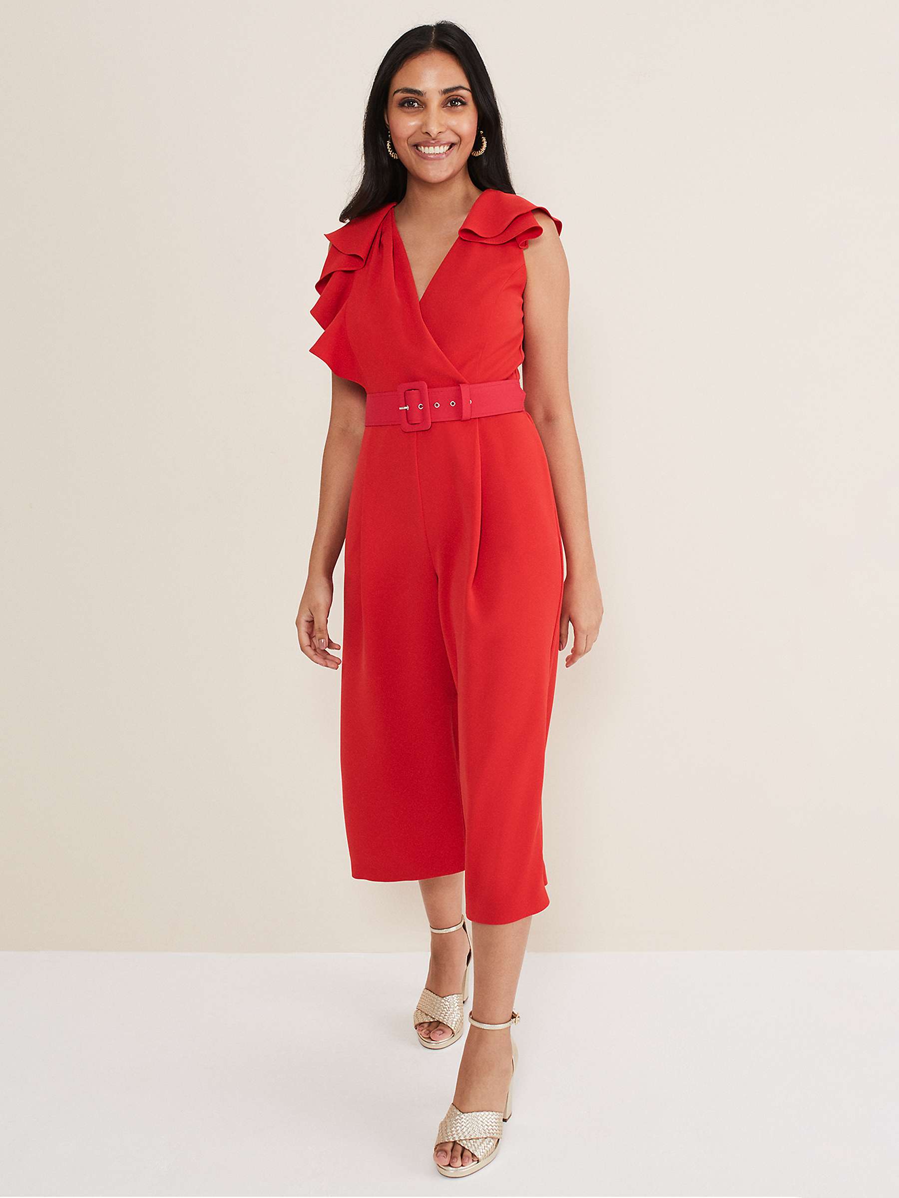 Buy Phase Eight Petite Nicky Ruffle Jumpsuit, Red Online at johnlewis.com
