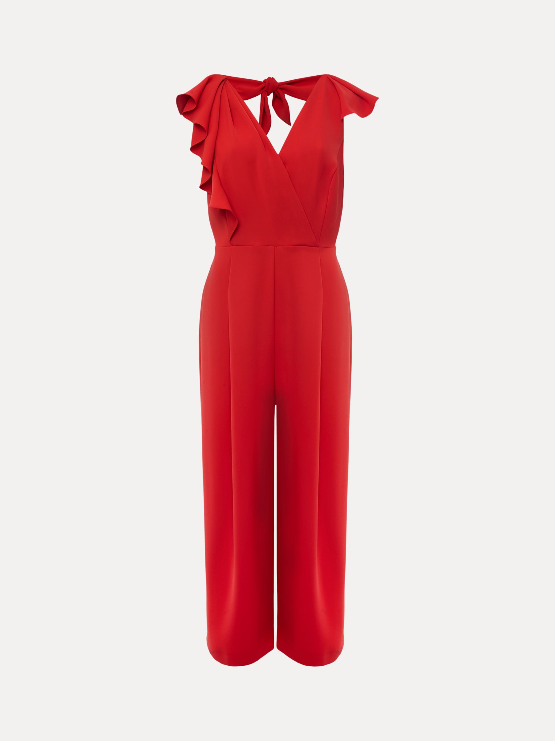 Phase Eight Petite Nicky Ruffle Jumpsuit, Red, 6