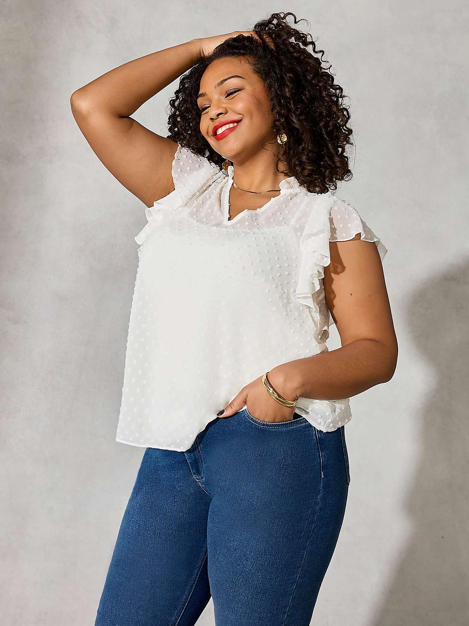 Buy Live Unlimited Curve Dobby Camisole Blouse, White Online at johnlewis.com
