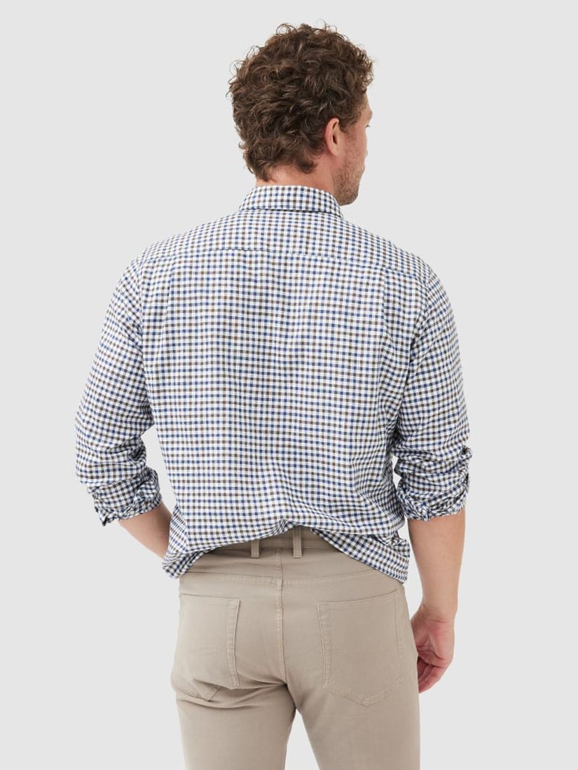 Rodd & Gunn Gebbies Valley Linen Check Regular Fit  Long Sleeve Shirt, Walnut, XL