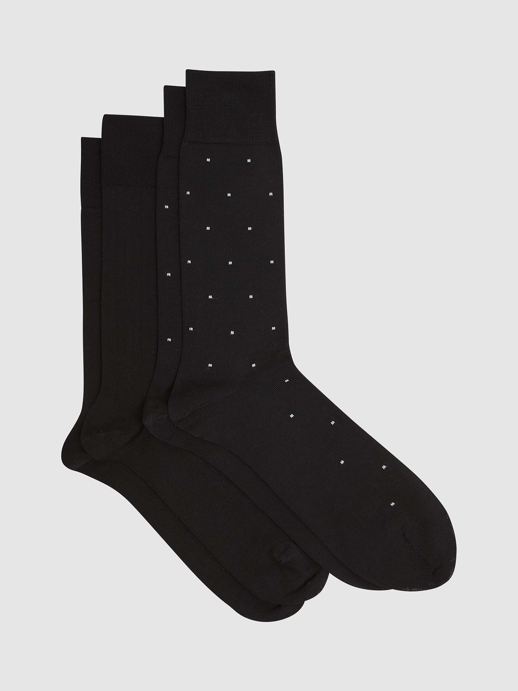 Buy Reiss Graham Ribbed and Spot Cotton Blend Socks, Pack of 2 Online at johnlewis.com