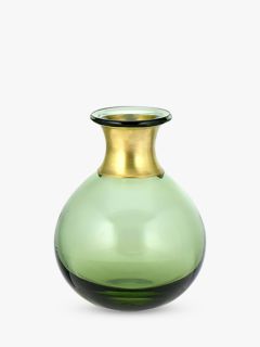 Nkuku Miza Glass Globe Vase, Green, Small
